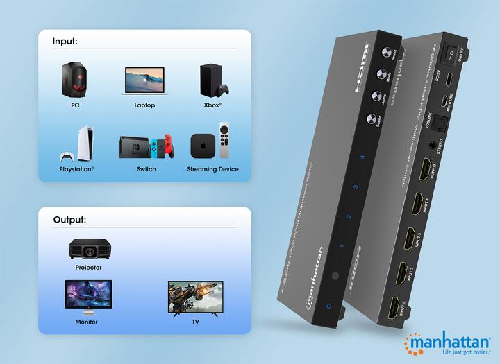 Image du produit Manhattan Commutateur multivision HDMI 4K@30Hz 4 ports