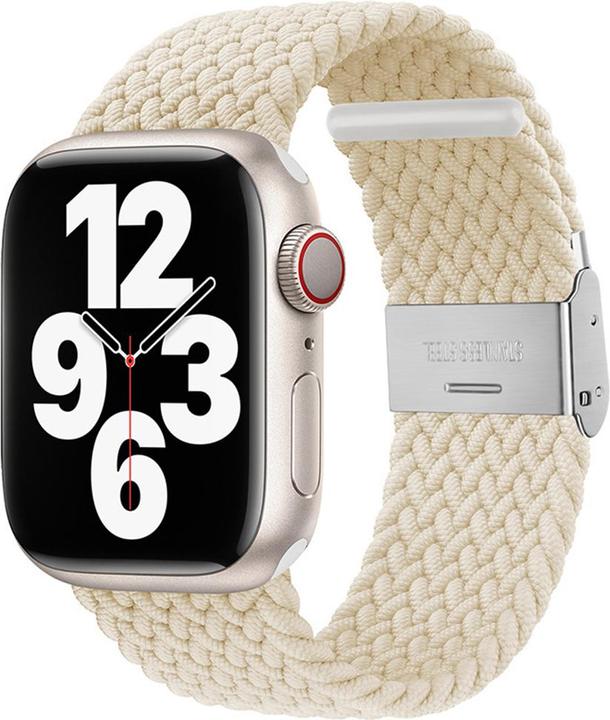 Techsuit - Watchband (W032) - Apple Watch 1/2/3/4/5/6/7/8/9/10/SE/SE 2 (38/40/41/42mm) - Star Light (Textil, Nylon, Belüftung, Stahl)