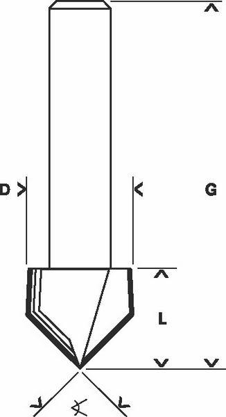 Produktbild Bosch Professional Zubehör V-Nutfräser, 8 mm, D1 16 mm, L 16 mm, G 45 mm, 90°