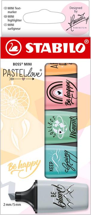 Image du produit STABILO Boss Mini Pastellove 2.0 (Turquoise, Menthe, Abricot, Rose, Gris, 5 mm, 5 x)