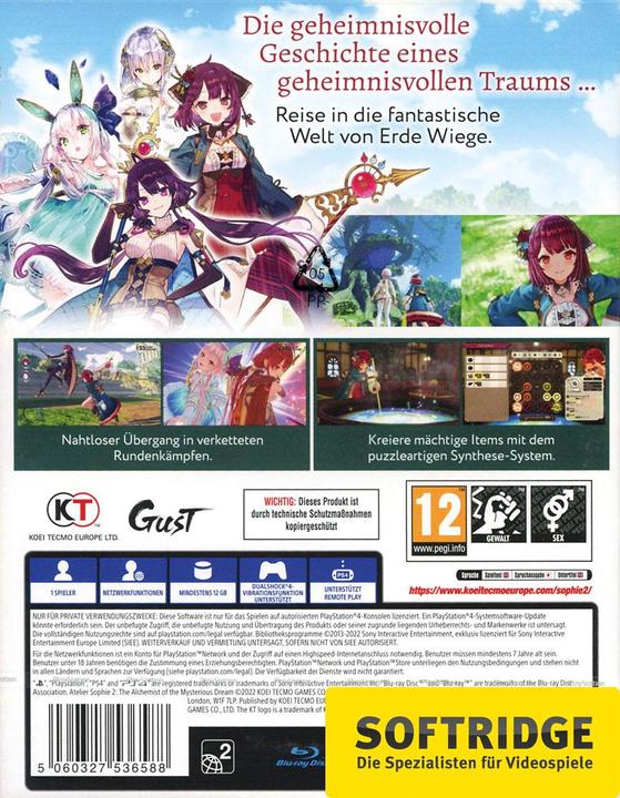Produktbild Koei Tecmo Atelier Sophie 2: The Alchemist of the Mysterious Dream (PS4, DE)