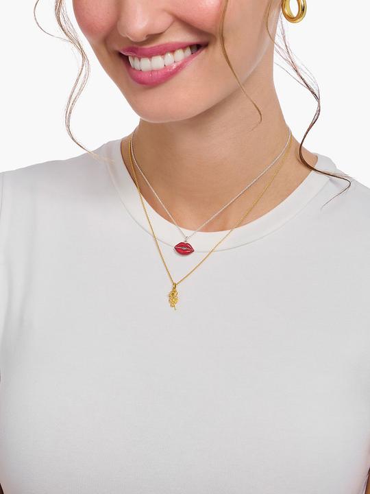 Produktbild Thomas Sabo Kette mit Rosen-Anhänger vergoldet (750 Gelbgold Vergoldung, 925er Silber, 38 - 45 cm)