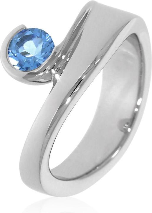 Xen Ring mit 5 mm Blautopas ca. 0,54 ct. rhodiniert (56, 925 Silber)