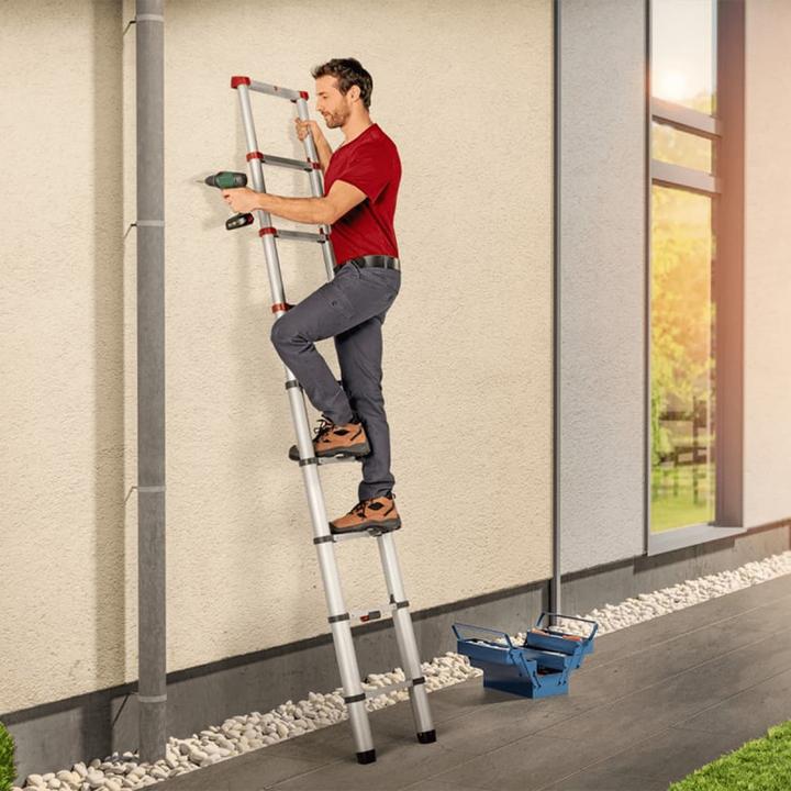 Productafbeelding Hailo FlexLine, aluminium veiligheidstelescopische ladder, 9 sporten (Enkele ladder, 264 cm)