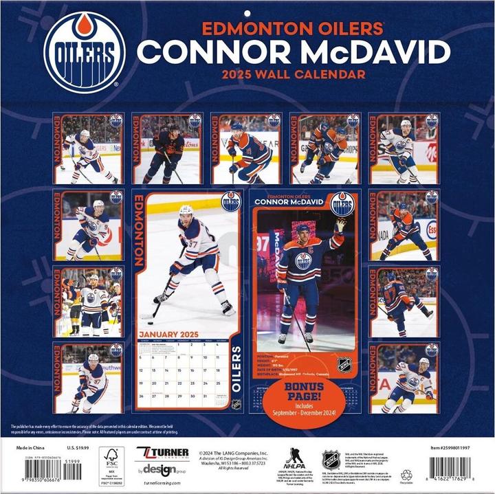 Image du produit NHL - Edmonton Oilers - Connor McDavid - Calendrier mural joueur 2025 30,5 x 30,5 cm (30,5 x 30,5 cm, Français, Italien, Espagnol, Allemand, Anglais)
