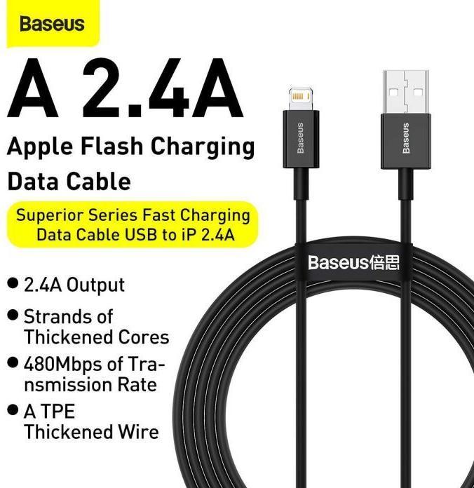 Produktbild Baseus Superior Series Cable USB to iP 2.4A 2m (black) (2 m, USB 2.0)