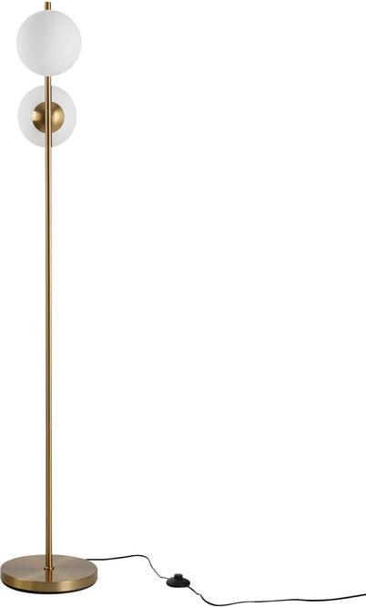 Produktbild Swisshandel24 Stehlampe Stehleuchte Standleuchte 2-teiliger Glas-Lampenschirm, Stahl+Glas, 39 x 28 x 165cm (Golden (E27)