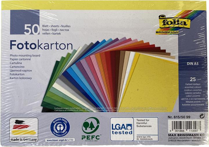 Image du produit Folia Carton photo, DIN A5, 300 g/qm, 25 couleurs assorties (300 g/m², 1 x)