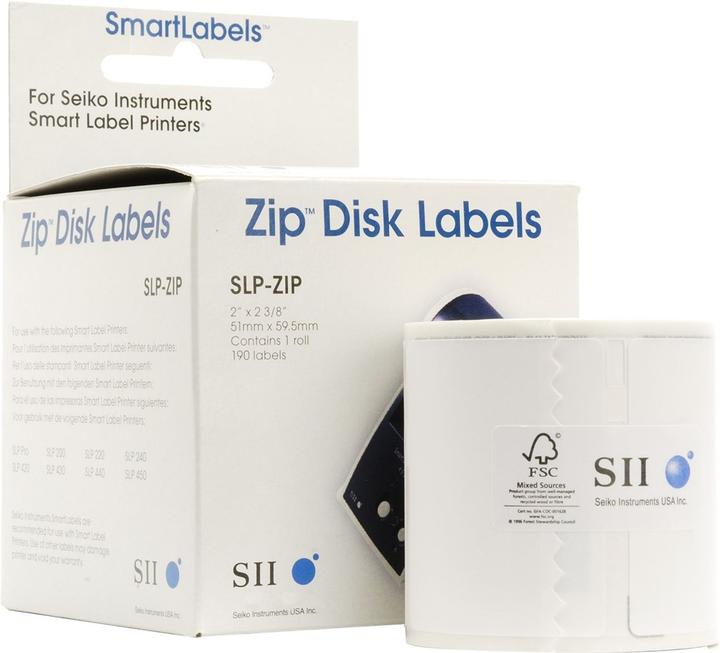 Actual product image Seiko SLP-ZIP ZIP disk labels, 1 roll of 190 labels (0.01 cm)