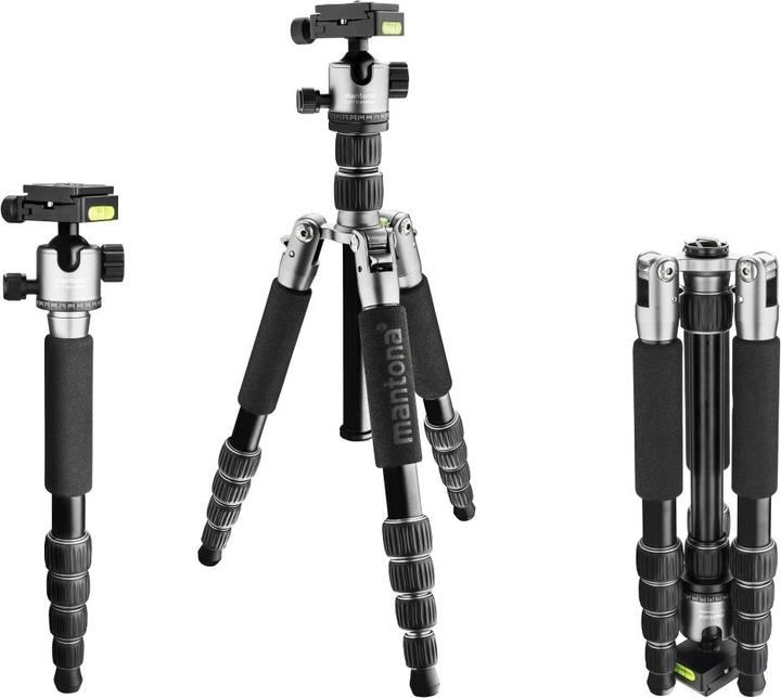 Produktbild mantona light traveller Reisestativ schwarz/grau (Metall)