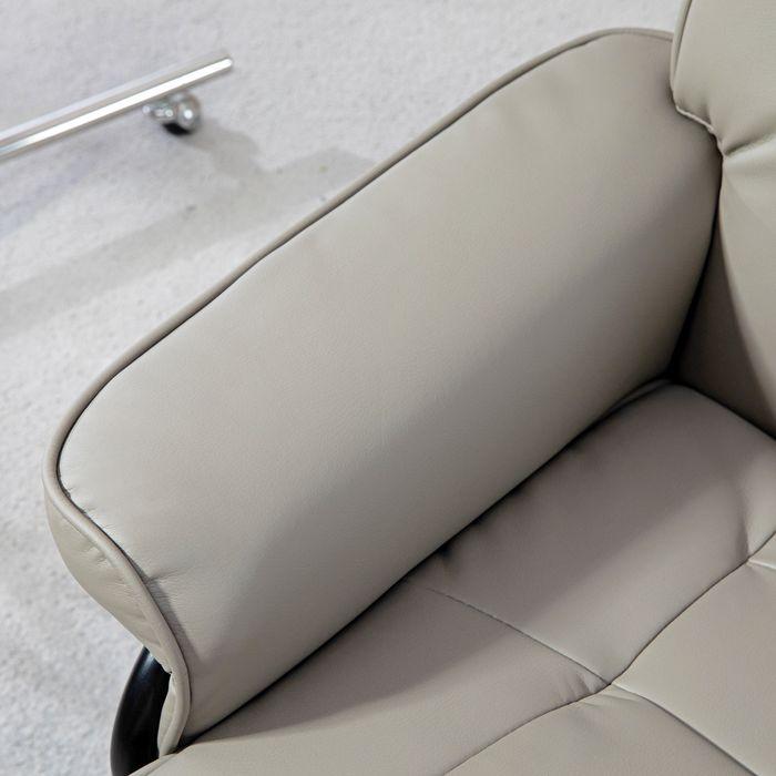 Produktbild Swisshandel24 Relaxsessel mit Hocker, 360° Drehbar, 130° neigbar, Liegefunktion, Kunstleder, Grau