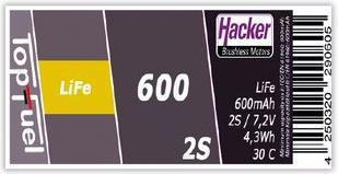Produktbild Hacker LiPo Pack TF LiFe 600mAh 2S (6.60 V, 600 mAh)
