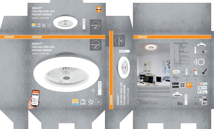 Actual product image Osram Smart+ wifi ceiling fan Round 550mm + RC