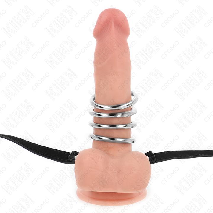 Produktbild Kink 5 PENISRINGE 3,8 CM BIS 5 CM METALL MIT LEDERGURT 112 CM