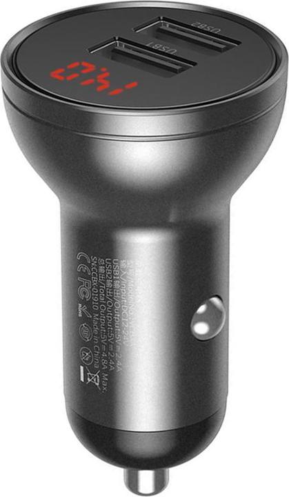 Produktbild Baseus Digital Display Dual USB 4.8A Car Charger 24W Grey