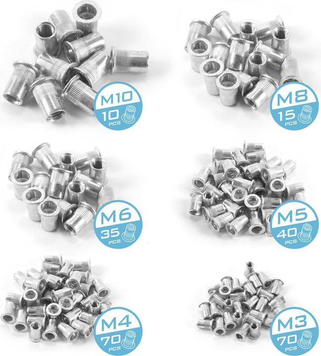 Actual product image Stahlwerk Rivet nut set 500-piece threaded rivets Rivet sleeves Threaded mandrels