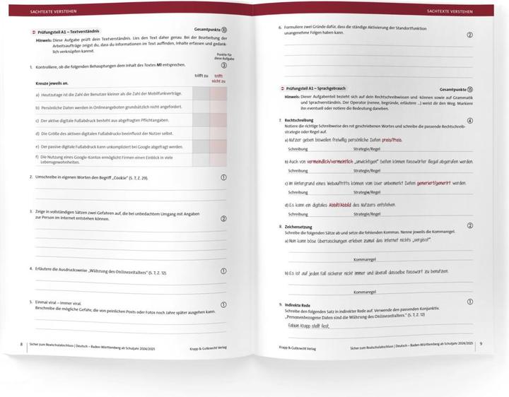 Produktbild Sicher zum Realschulabschluss Deutsch Baden-Württemberg 2025 und 2026 (Deutsch, Florian Fuchs, Christel Metzger, 2024)