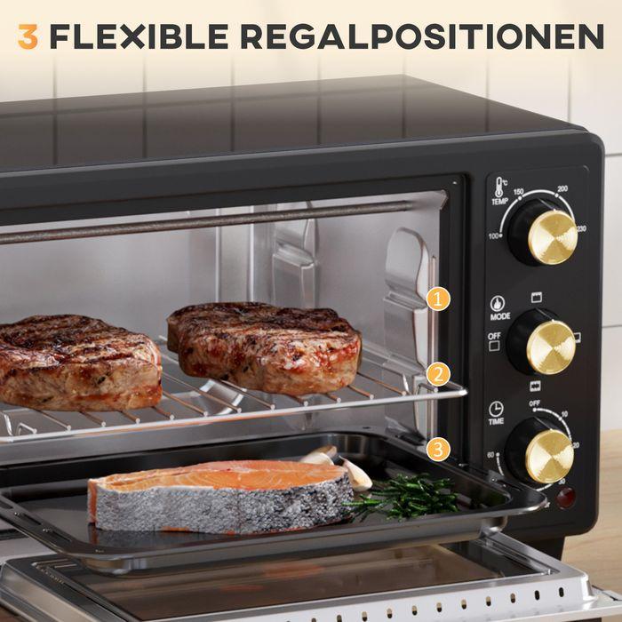 Produktbild Swisshandel24 Minibackofen 16 L 1400W Mini Backofen 100-230℃ 60 Min. Timer Schwarz