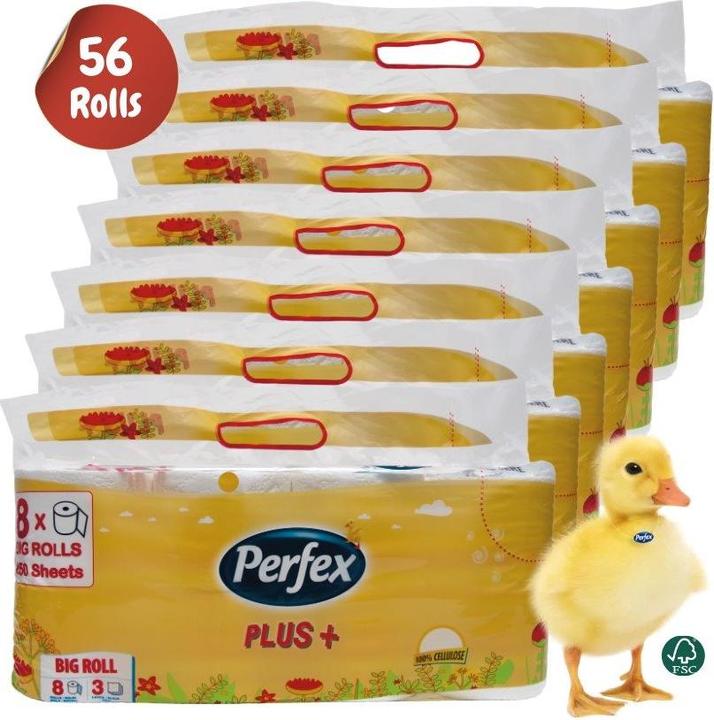 Produktbild Perfex Plus Toilettenpapier, 56 Rollen, 3-lagig, 250Blatt (56 x)