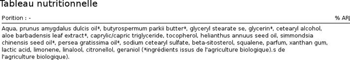 Valeurs nutritives et ingrédients Urtekram Crème pour les pieds Aloe Vera 100 ml (Bain de pieds, 100 ml)