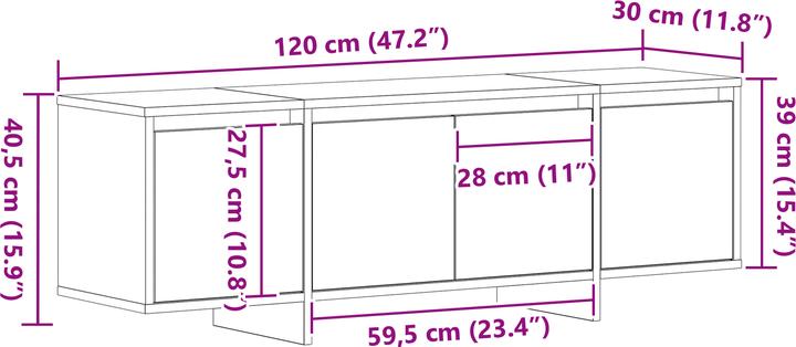 Actual product image VidaXL TV cabinet black oak 120x30x40.5 cm wood-based material (120 x 30 x 40.5 cm)