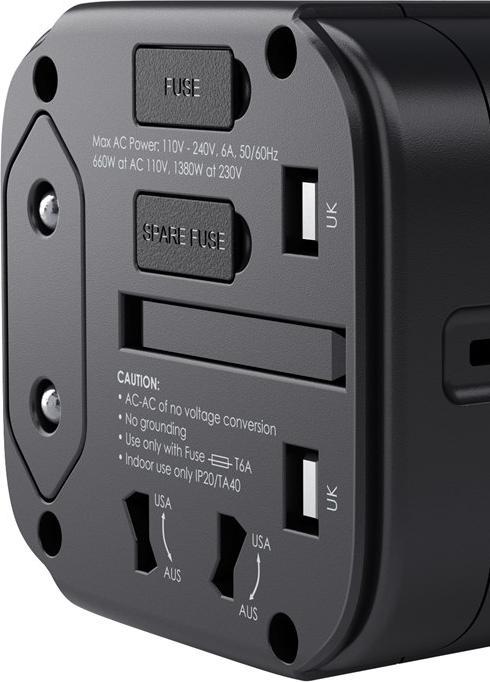 Image du produit Aukey PA-TA01 Adaptateur de voyage universel blanc avec 1xUSB-C et 2x