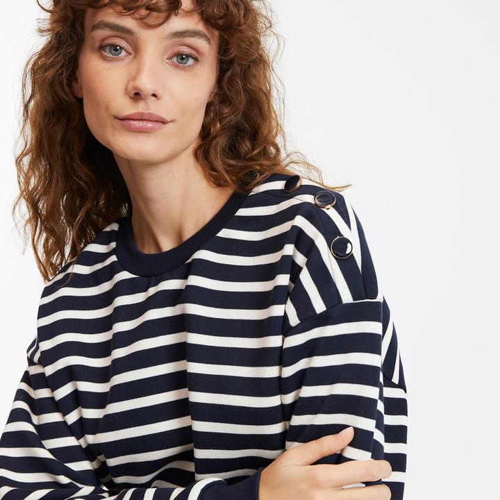 Image du produit La Redoute Collections Gestreiftes Sweatshirt mit geknöpfter Schulter (L)
