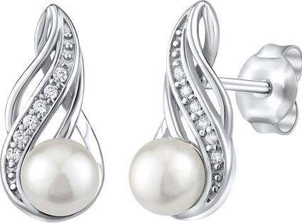 Silvego Silver earrings with white natural pearl JST16498
