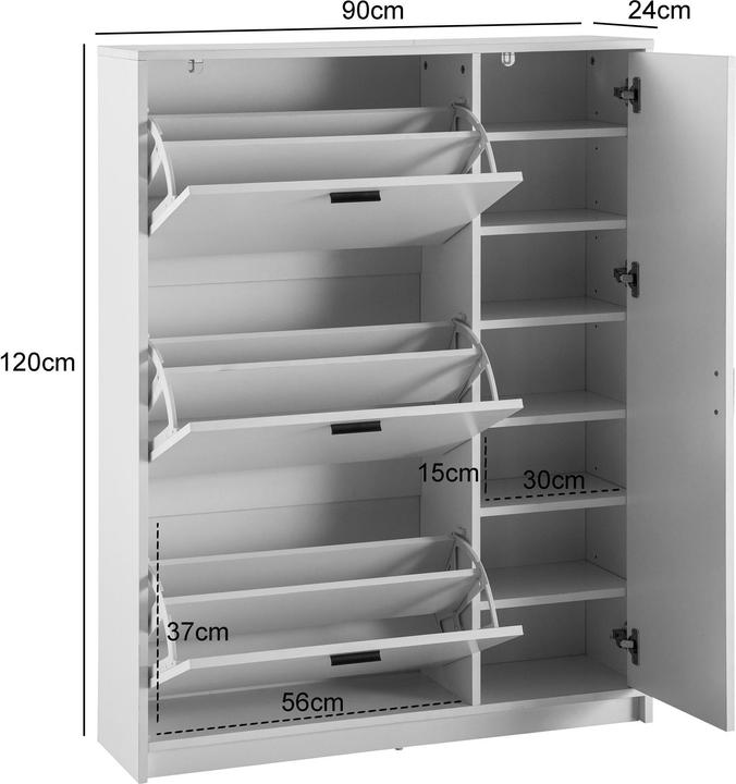 Actual product image Wohnling Weiss (90 x 24 x 120 cm)