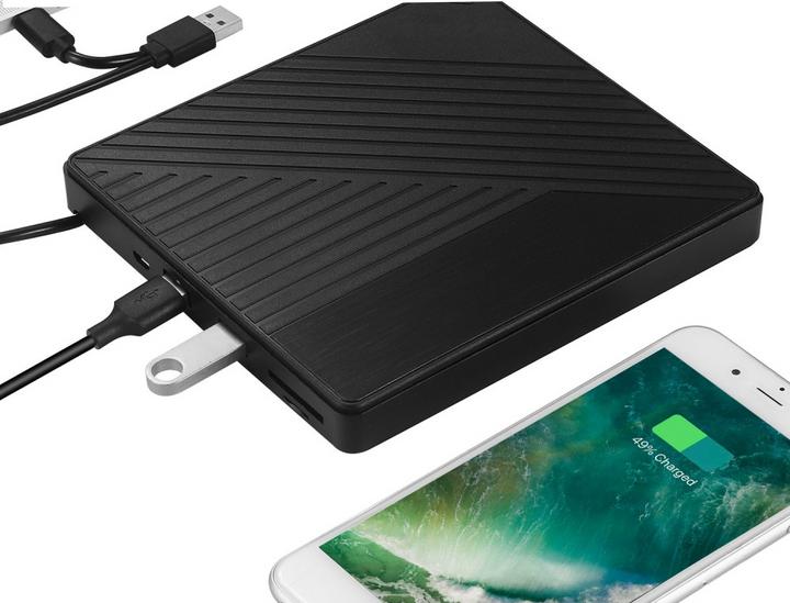 Produktbild Apfelkiste Externes Laufwerk Brenner Slim USB C/USB 3.0 DVD-RW Laufwerk & SD/MicroSD Reader für MacBook/Laptop (CD Brenner, DVD Brenner)