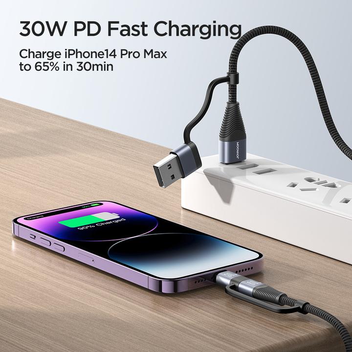 Produktbild Joyroom Cable SA37-2T2 4in1 2C 1L 1A, 60W, 1.2m black (1.20 m, USB 3.0, 60 W)