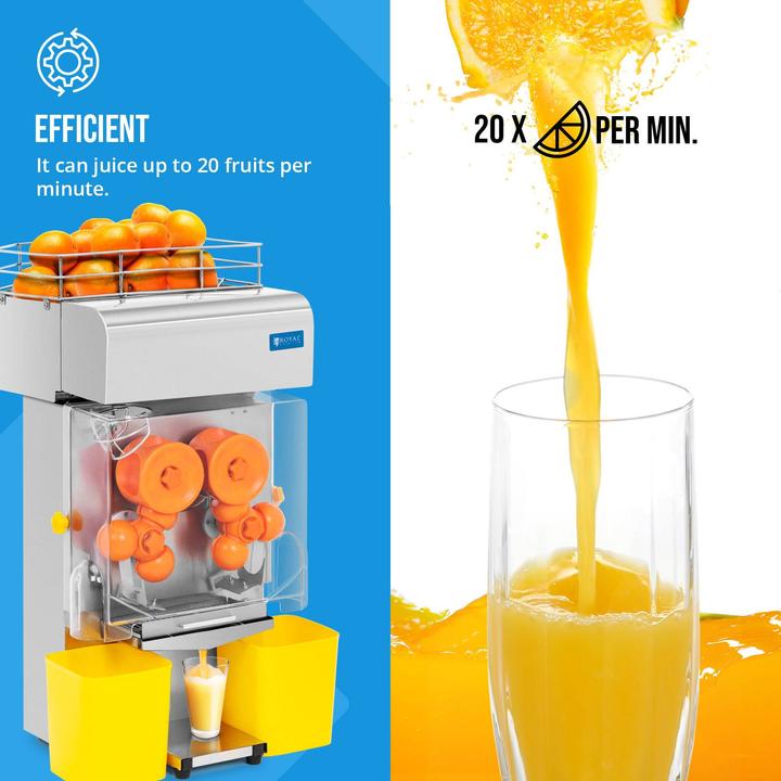 Produktbild Royal Catering Elektrische Orangenpresse automatisch 200 W 20 Orangen/min Zitruspresse