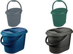 Actual product image keeeper Organic waste bin elsa, with lid, oval, graphite Colour: eco-graphite, 13 litres, Material: PP/Regr (13 l)
