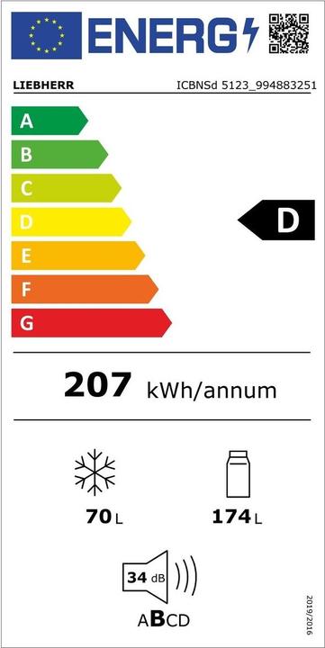 Label énergétique Liebherr ICBNSd5123-22 (244 l)