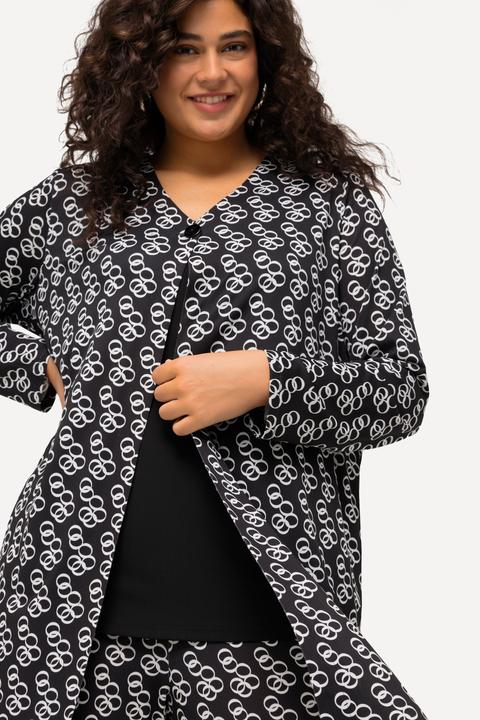 Produktbild Ulla Popken Jerseyjacke, Ringmuster, A-Linie, V-Ausschnitt (60)