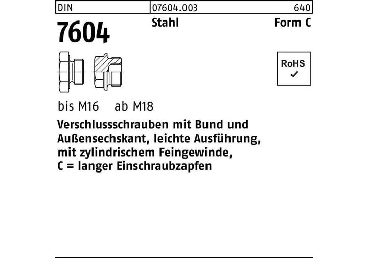 Tappo a vite DIN 7604 con collare CM 30 x 1,5 in acciaio