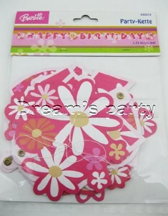Actual product image Barbie Flowers Happy Birthday Banner