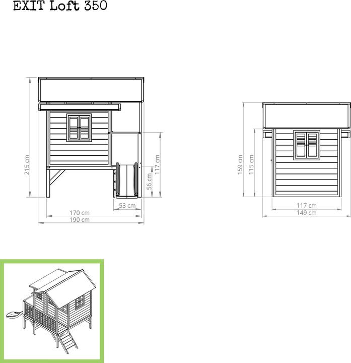 Immagine prodotto Exit Trampoliere Loft 350 in legno con scivolo rosso