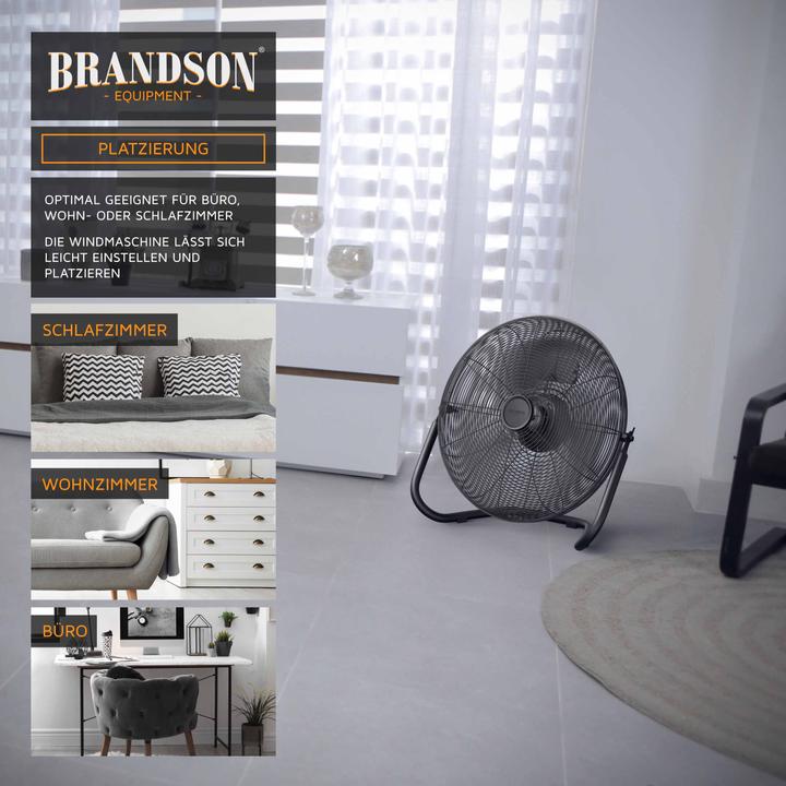 Immagine prodotto Brandson Windmaschine, Bodenventilator im Retro Stil, hoher Luftdurchsatz, 120W, Schwarz, 50 cm Ø, neigbar