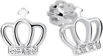 Brilio Silver - Silver earrings Crown with zircons 436 001 00502 04