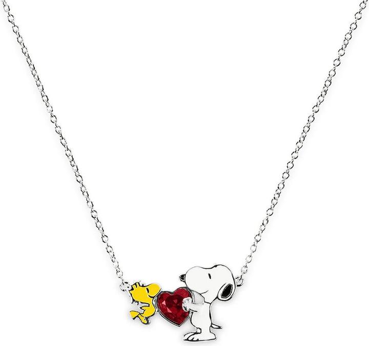 Actual product image Peers Hardy Peanuts Snoopy & Woodstock Heart Charm Necklace NF00747SRPL-18.PH, One Size, Brass, No Gemstone