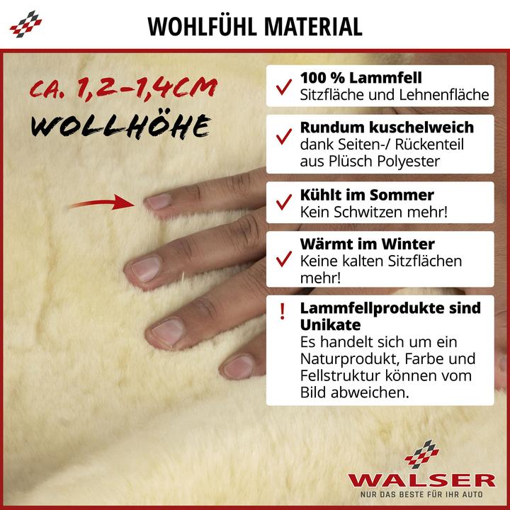 Produktbild Walser Autositzbezug Monette Lammfell und Webpelz 12-14 mm schwarz Zipp-It