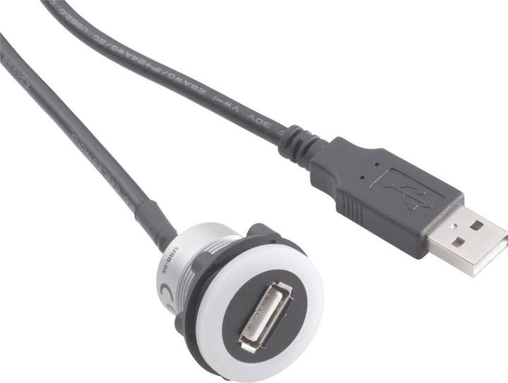 Image du produit Tru Components USB femelle encastré, encastré USB-05-BK USB femelle type A, éclairé sur USB mâle type A avec 60