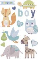 Rayher 3D Papier Sticker Baby, babyblau, 14 Stück