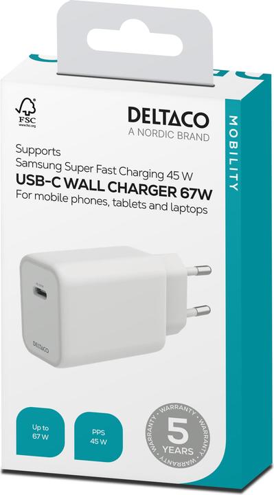 Immagine prodotto Deltaco Caricatore da parete 240W, 67W 1x-USB-C, ricarica rapida (67 W)