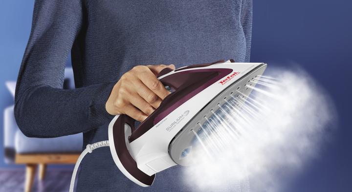 Actual product image Tefal EasyGliss Plus FV5714 Dry & Steam Iron Durilium Sole Bordeaux (2400 W, 190 g/min)