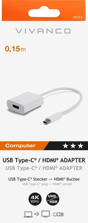 Produktbild Vivanco CA UC HD 1 USB-Grafikadapter Pixel (USB Typ-C, 15 cm)