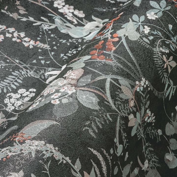 A.S. Création papier peint floral fleurs noir rouge vintage papier peint intissé salon (53 x 1005 cm)