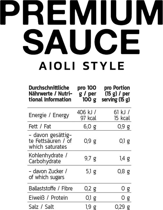 Nutritional values and ingredients Inlead Premium sauce (350 g)