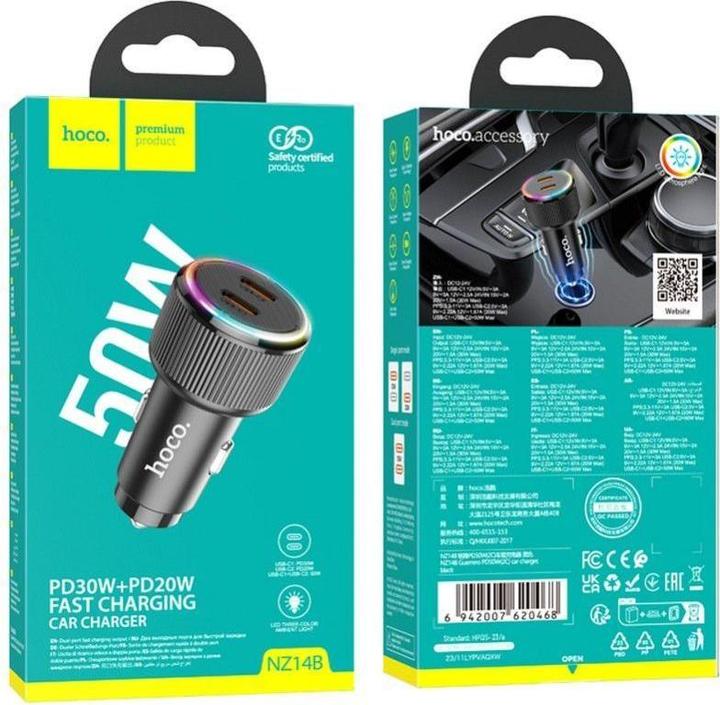Immagine prodotto Hoco Auto charger car charger 2 x Type C QC PD 50W NZ14B black